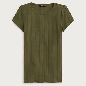 J Crew Top S Pointelle Baby Tee Green